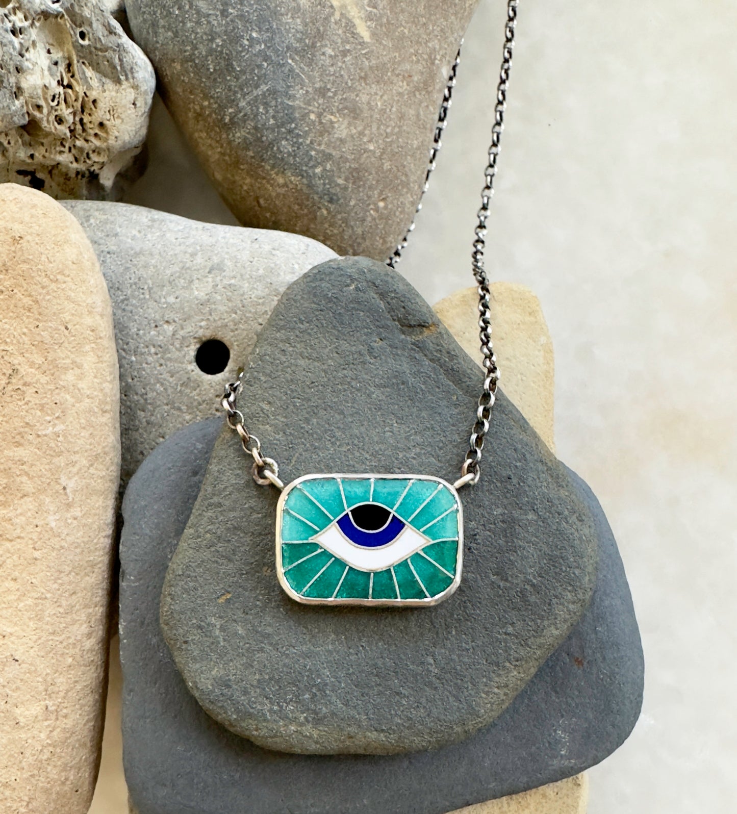 Ocean Sunrise Protection Eye Chiclet Necklace