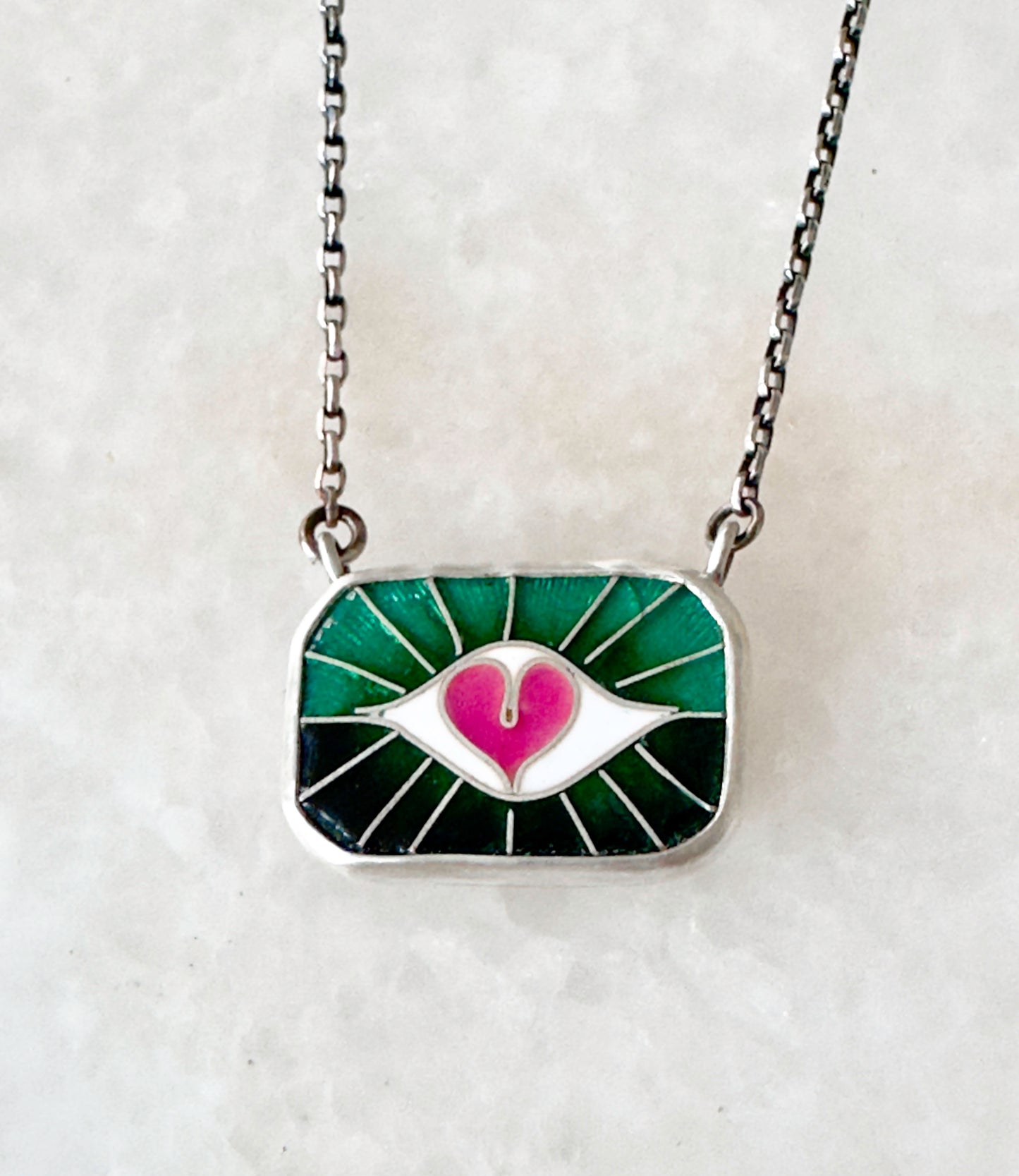 Heart Centered Sunrise Protection Eye Chiclet Necklace