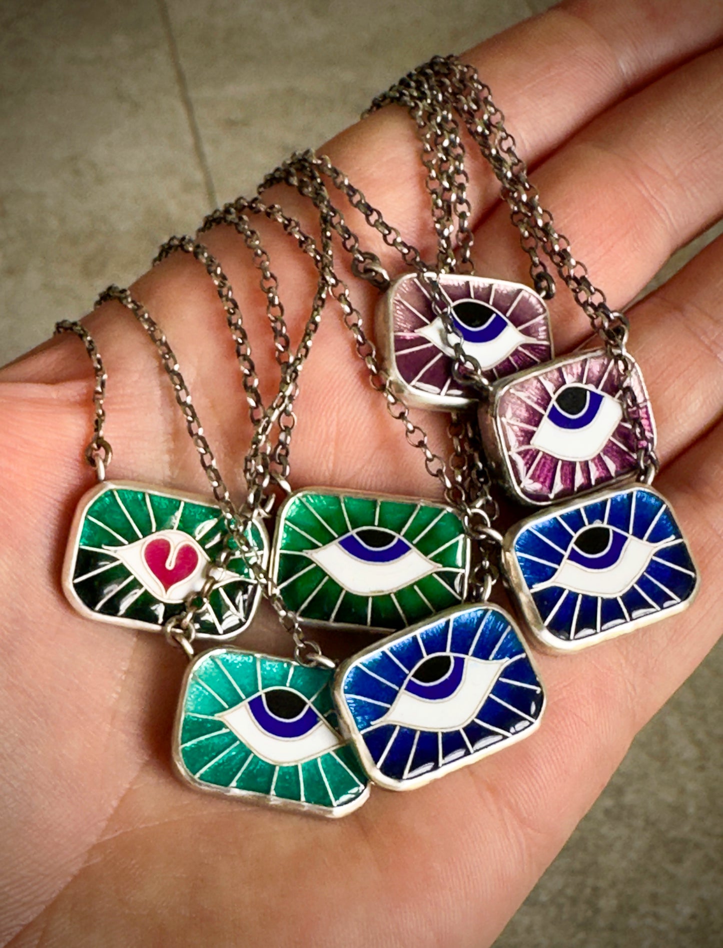 Heart Centered Sunrise Protection Eye Chiclet Necklace