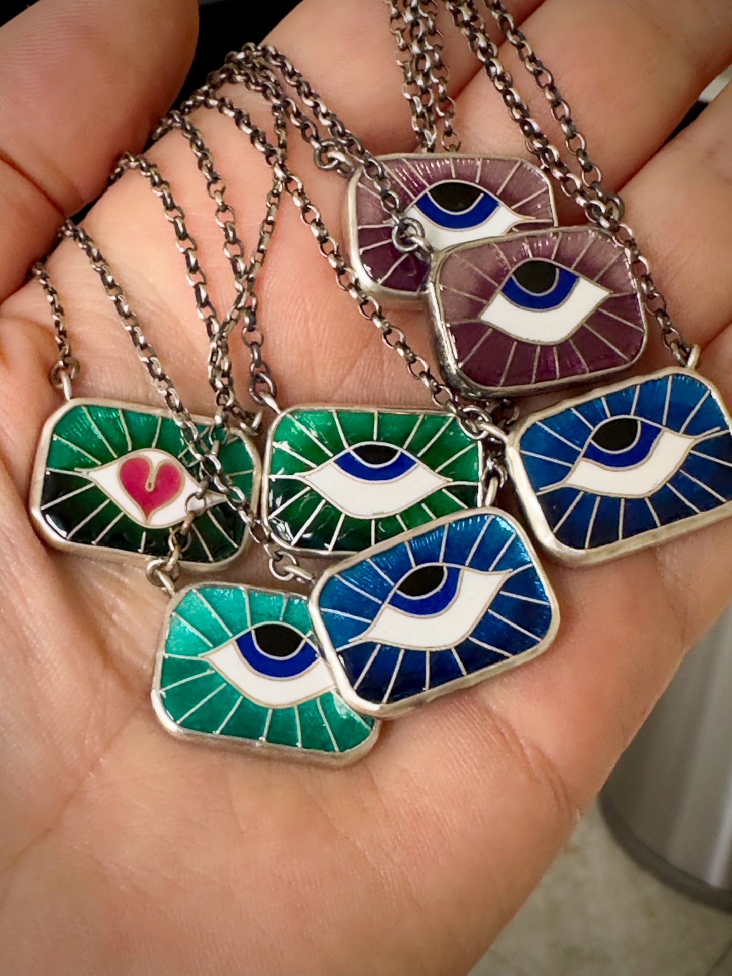 Ocean Sunrise Protection Eye Chiclet Necklace