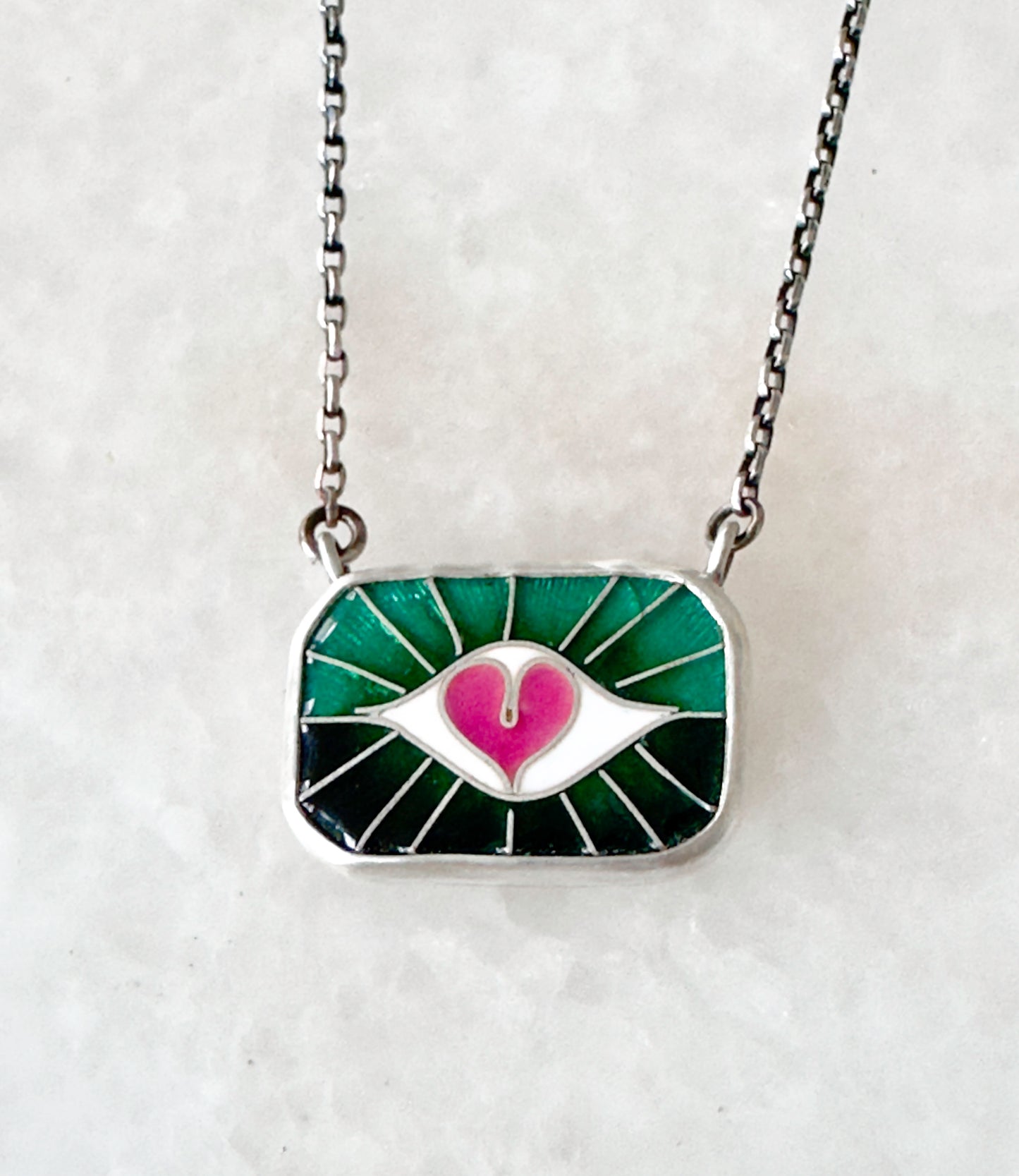 Heart Centered Sunrise Protection Eye Chiclet Necklace