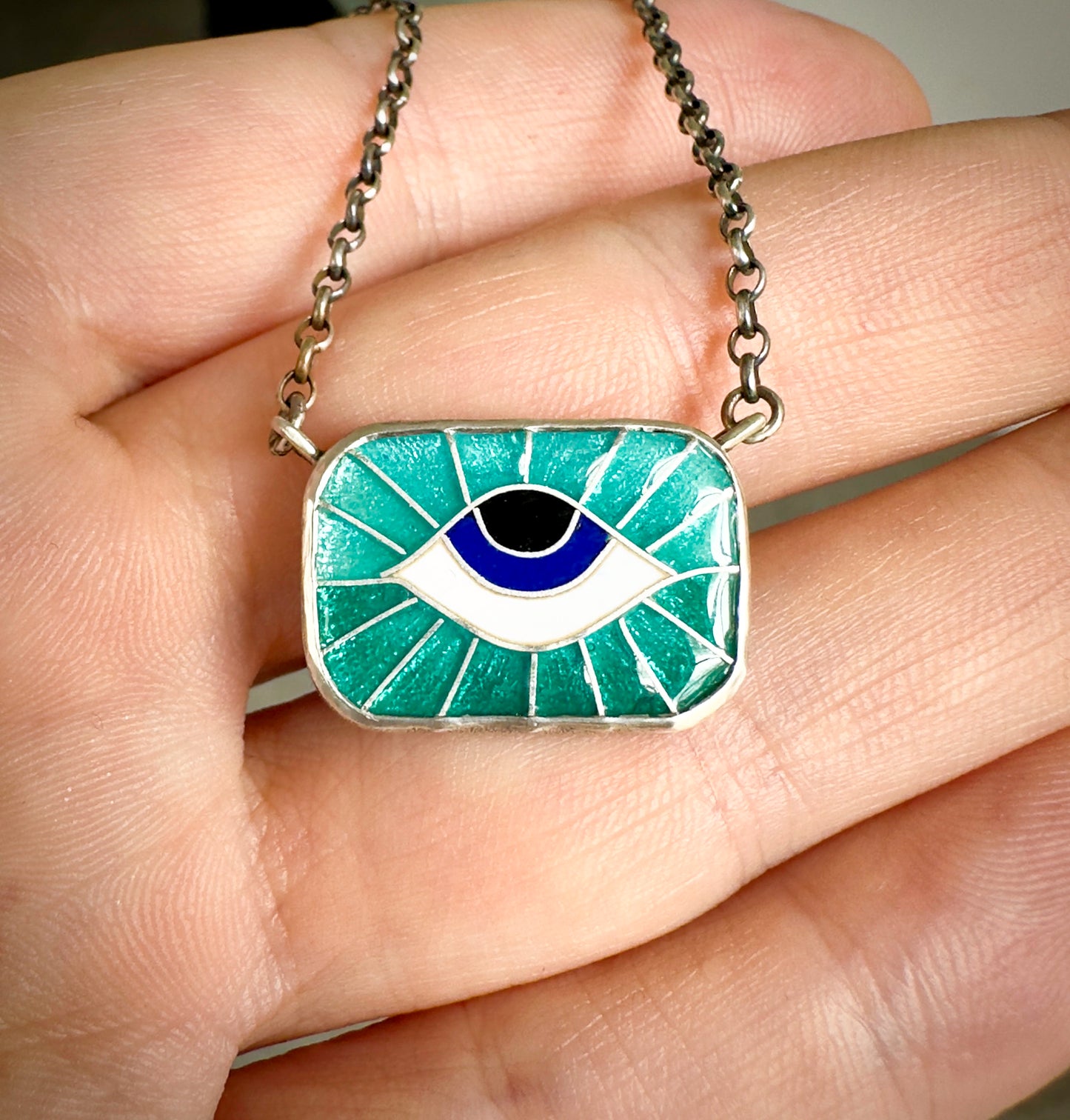 Ocean Sunrise Protection Eye Chiclet Necklace