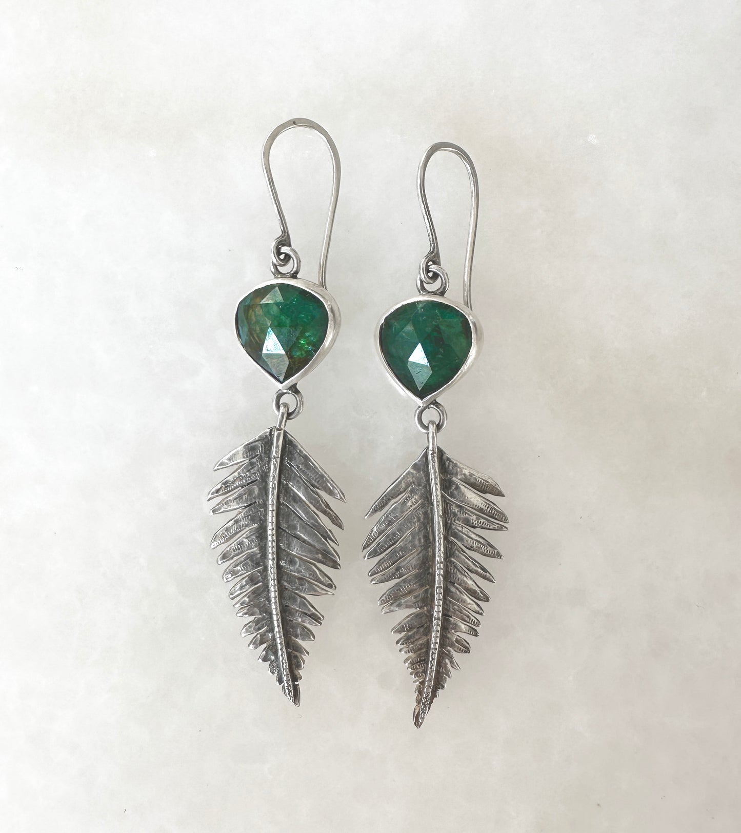 Grandidierite Sword Fern Drop Earrings