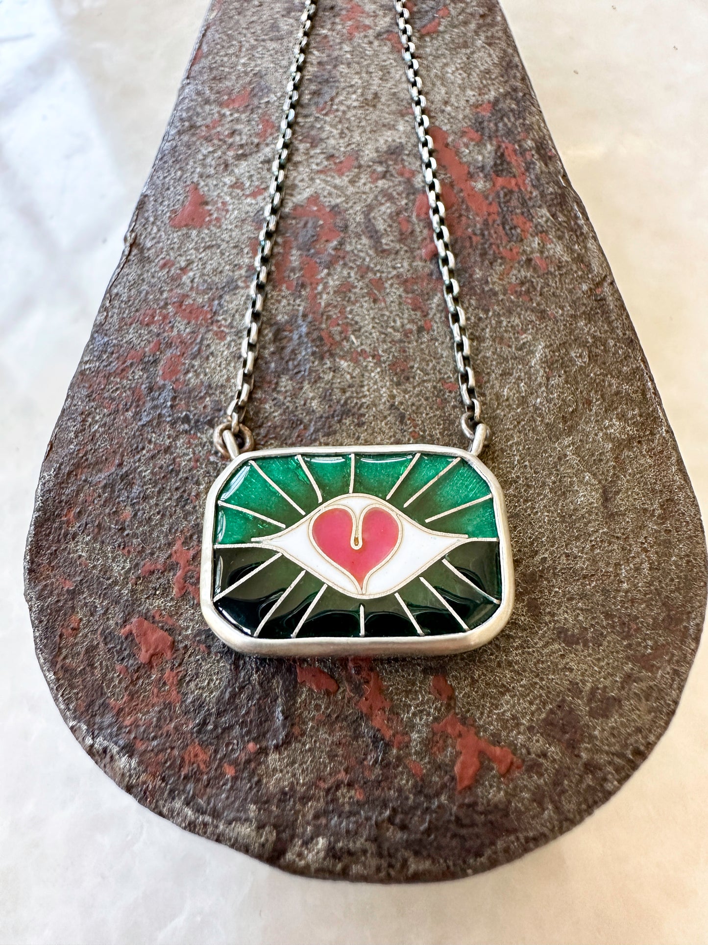 Heart Centered Sunrise Protection Eye Chiclet Necklace