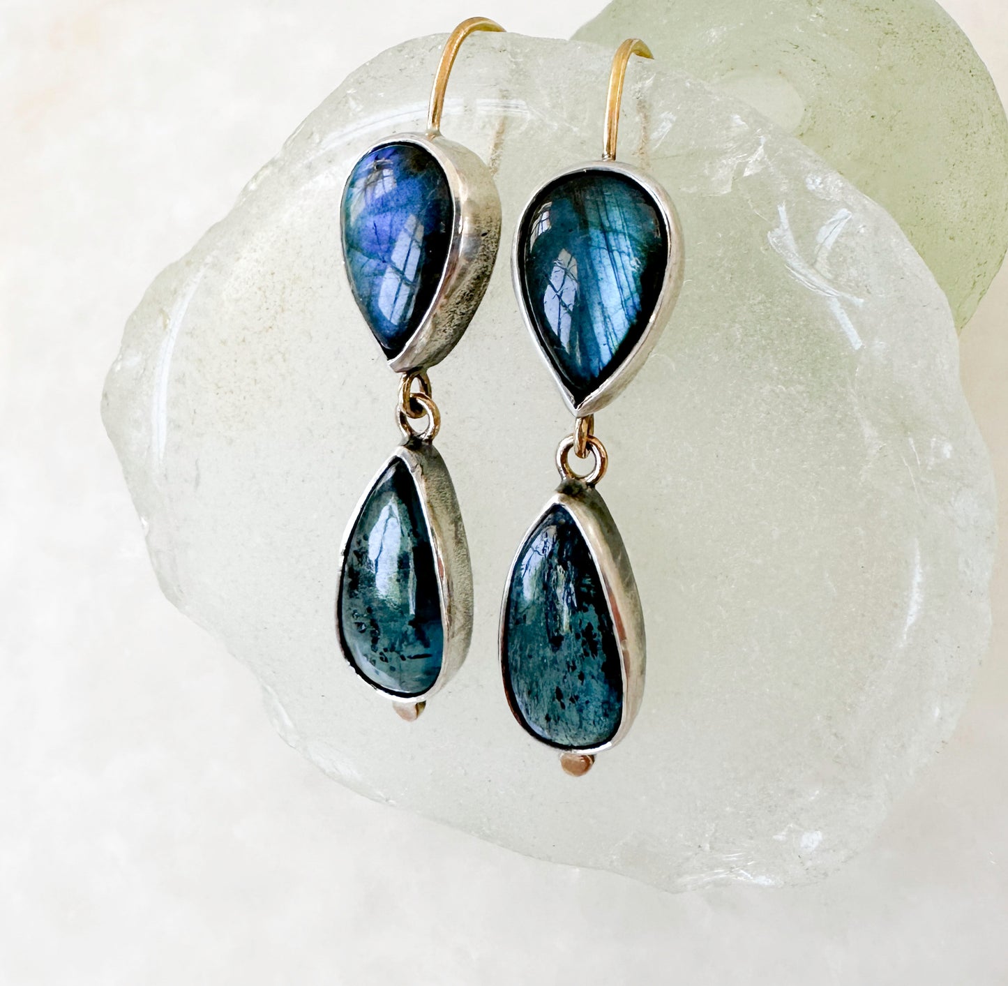 Moss Blue Kyanite & Labradorite Drop Earrings