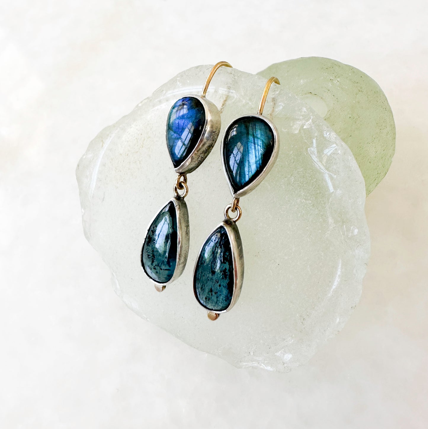 Moss Blue Kyanite & Labradorite Drop Earrings