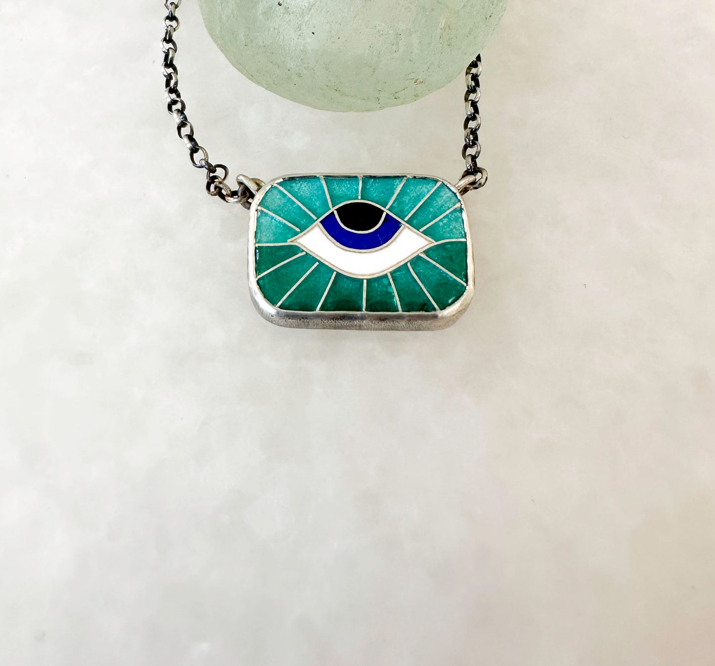 Ocean Sunrise Protection Eye Chiclet Necklace