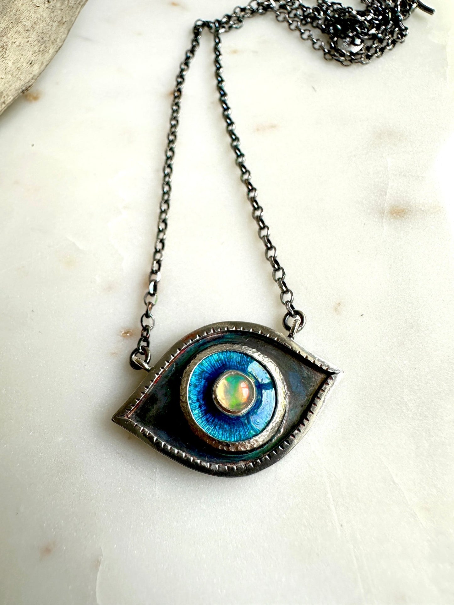Opal Right Eye Protection Necklace - Bluecave Jewelry
