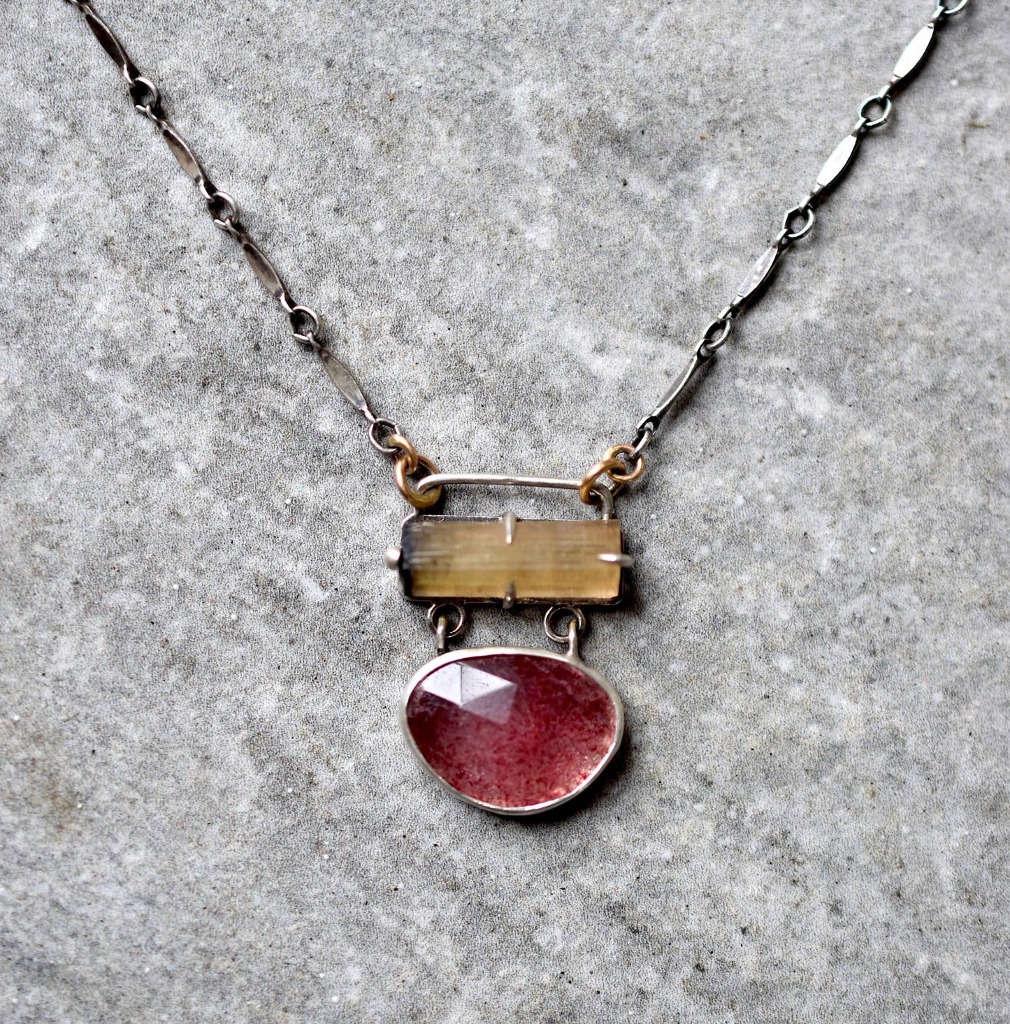 Peach Tourmaline & Strawberry Quartz Necklace - Bluecave Jewelry