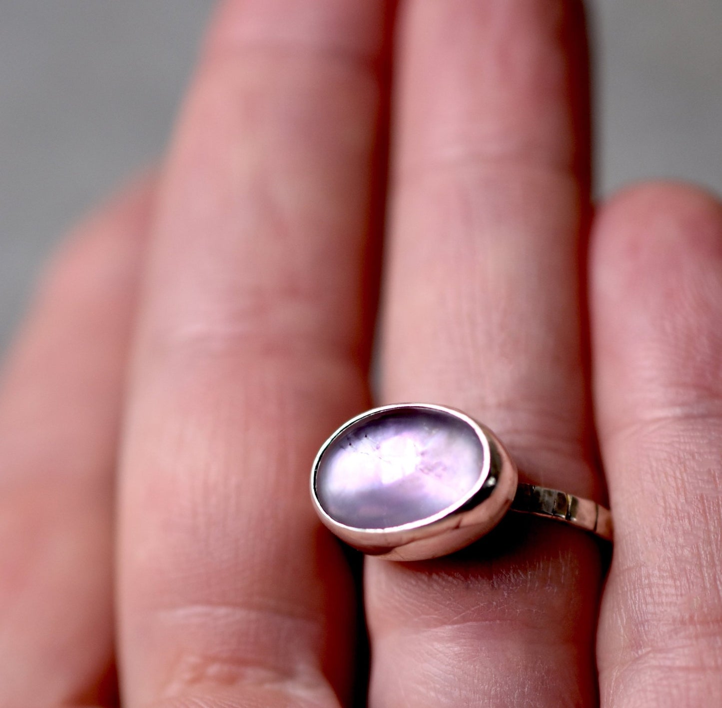 Purple Haze Amethyst Over Mother of Pearl Ring - Bluecave Jewelry