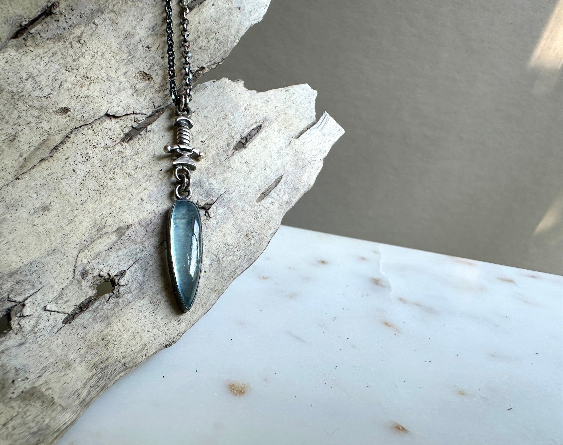 Aquamarine Dagger Necklace - Bluecave Jewelry