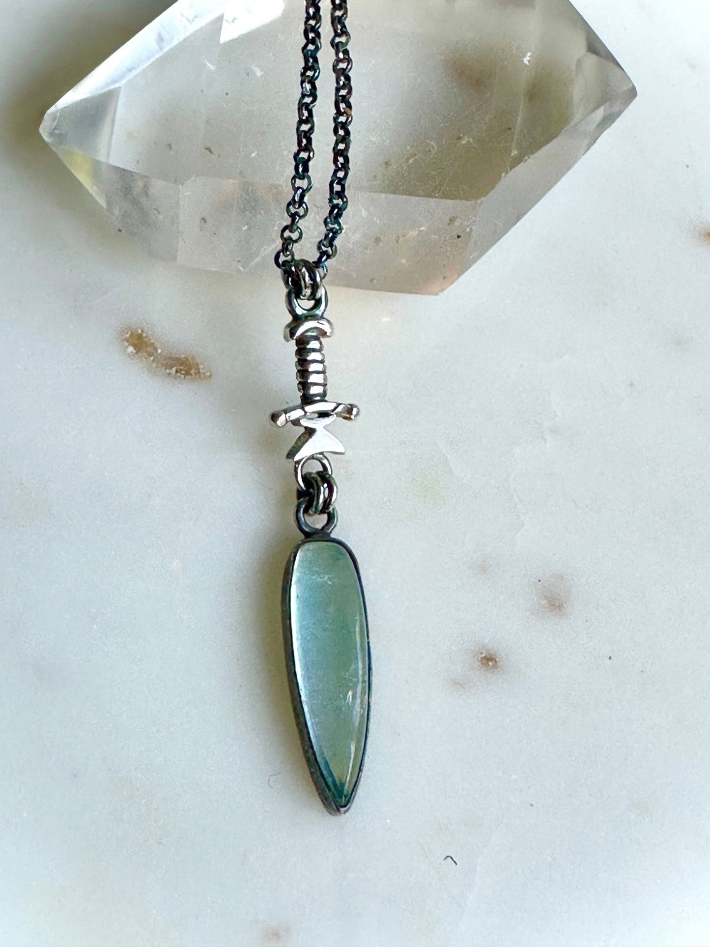 Aquamarine Dagger Necklace - Bluecave Jewelry