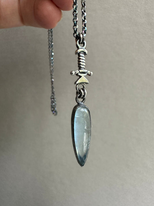 Aquamarine Dagger Necklace - Bluecave Jewelry