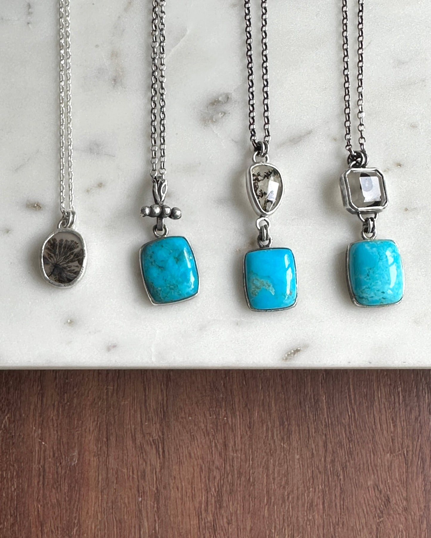 Kingsman Turquoise & Dendritic Agate Necklace - Bluecave Jewelry