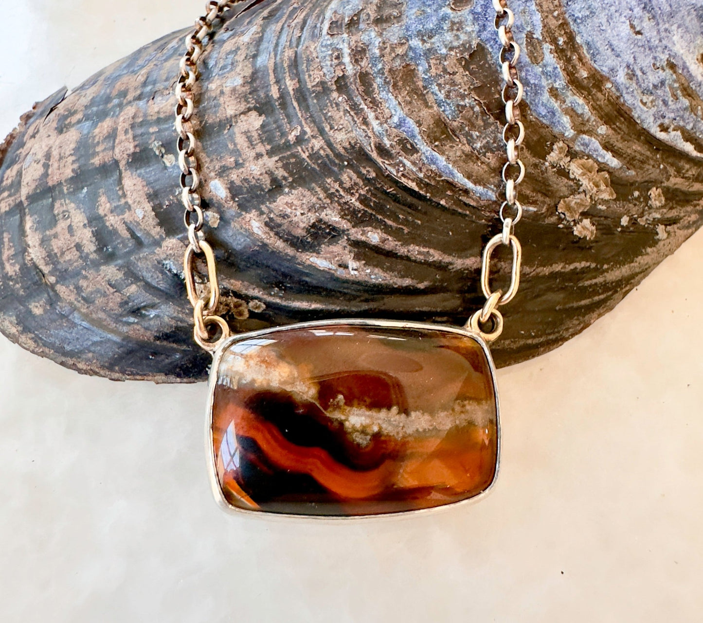 Montana Agate Statement Necklace - Bluecave Jewelry