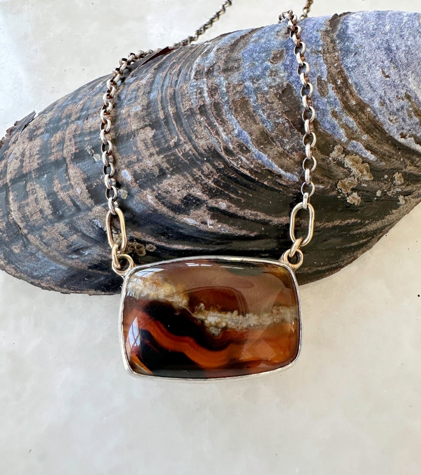 Montana Agate Statement Necklace - Bluecave Jewelry