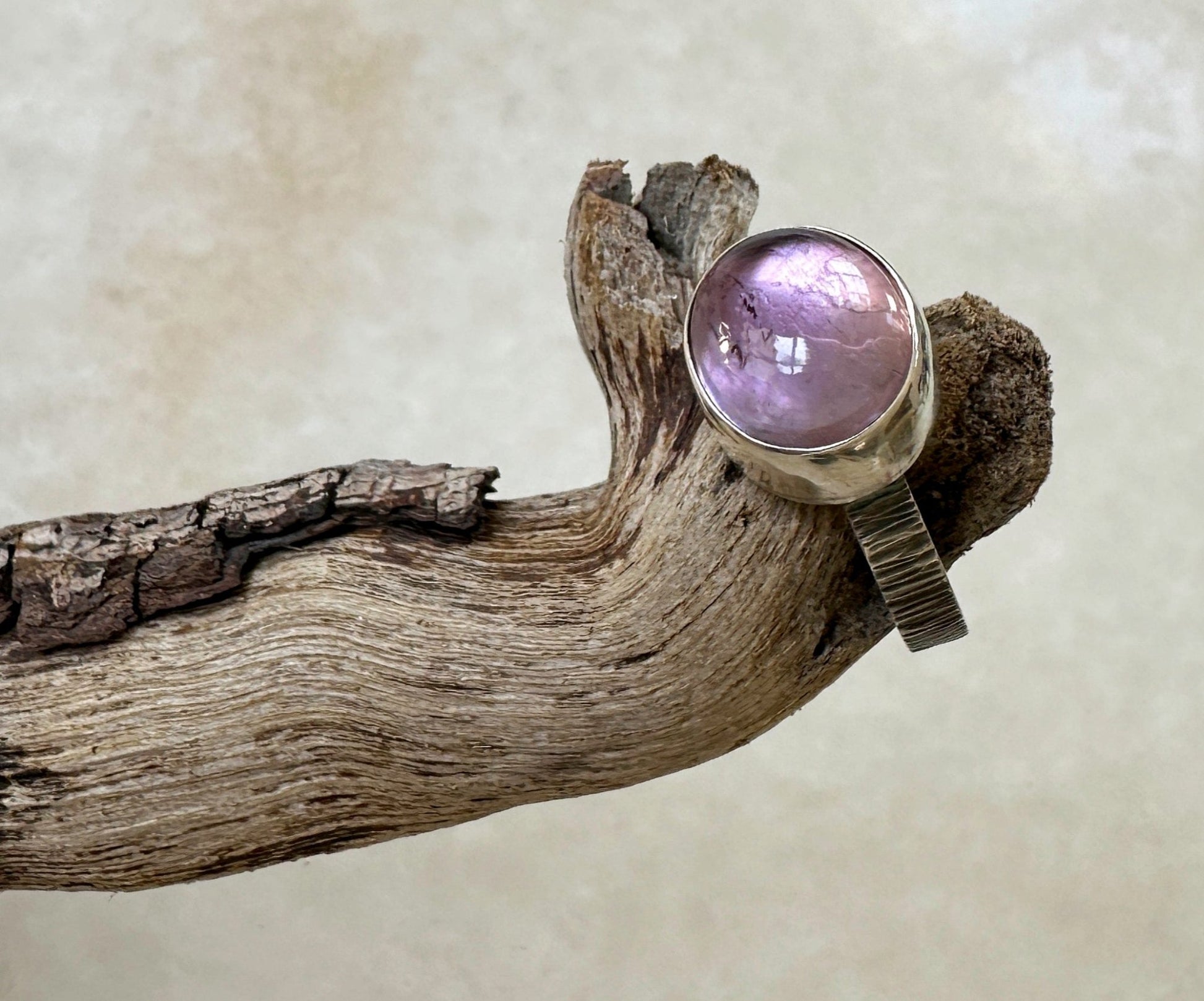 Purple Amethyst Over Mother Of Pearl Statement Ring - Bluecave Jewelry