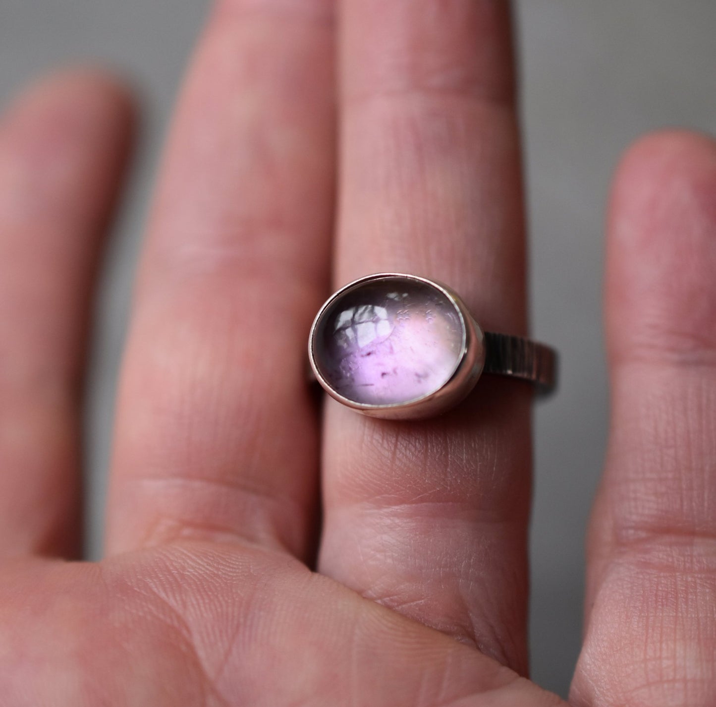 Purple Amethyst Over Mother Of Pearl Statement Ring - Bluecave Jewelry