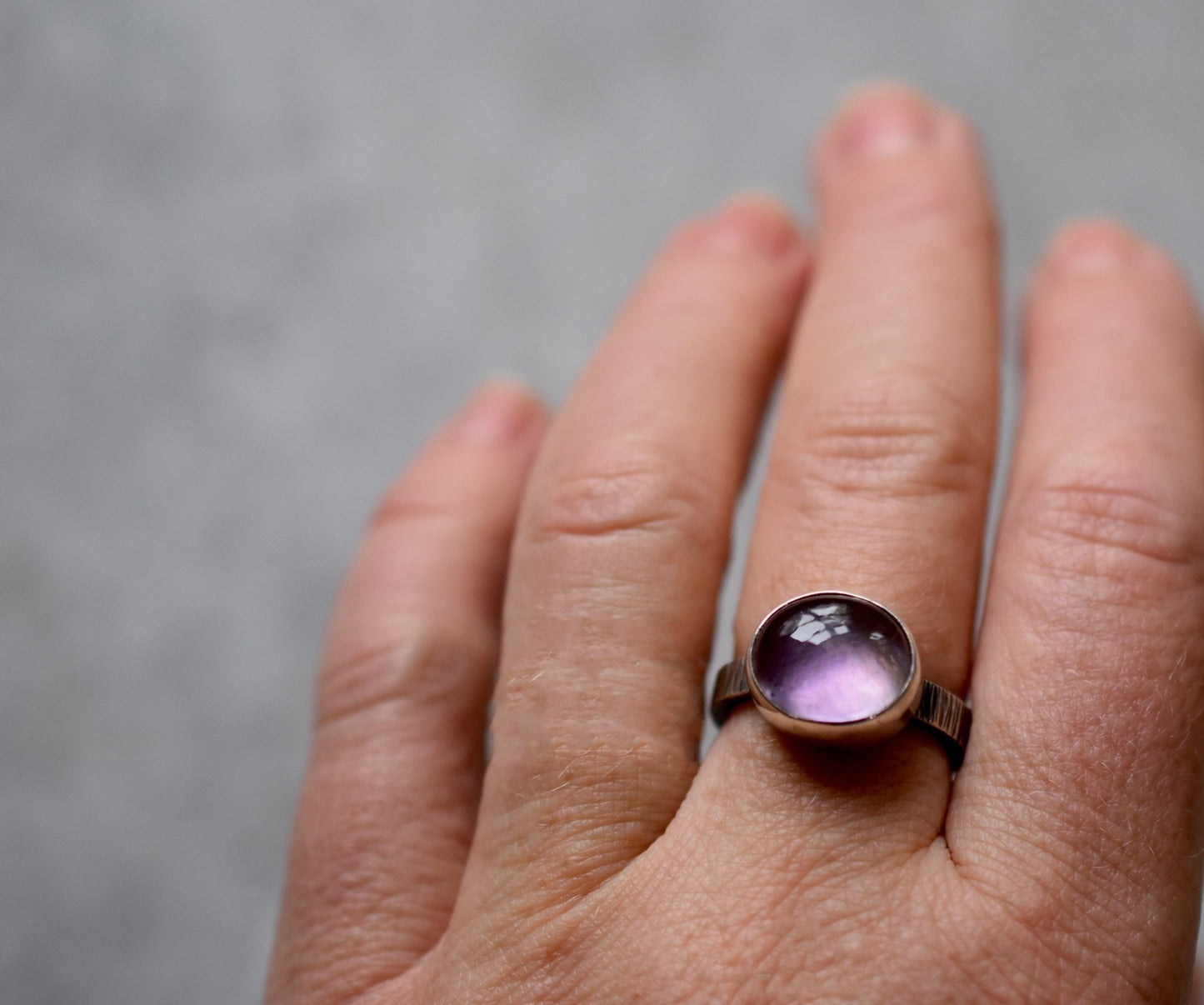 Purple Amethyst Over Mother Of Pearl Statement Ring - Bluecave Jewelry