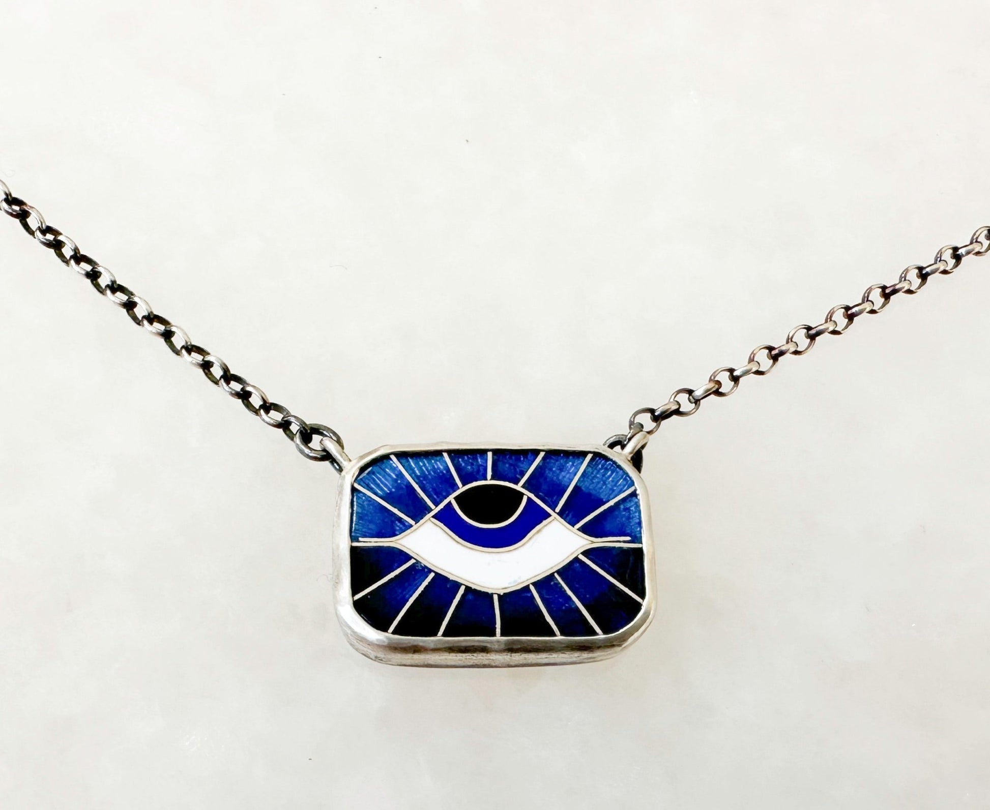 Royal Blue Sunrise Protection Eye Chiclet Necklace - Bluecave Jewelry