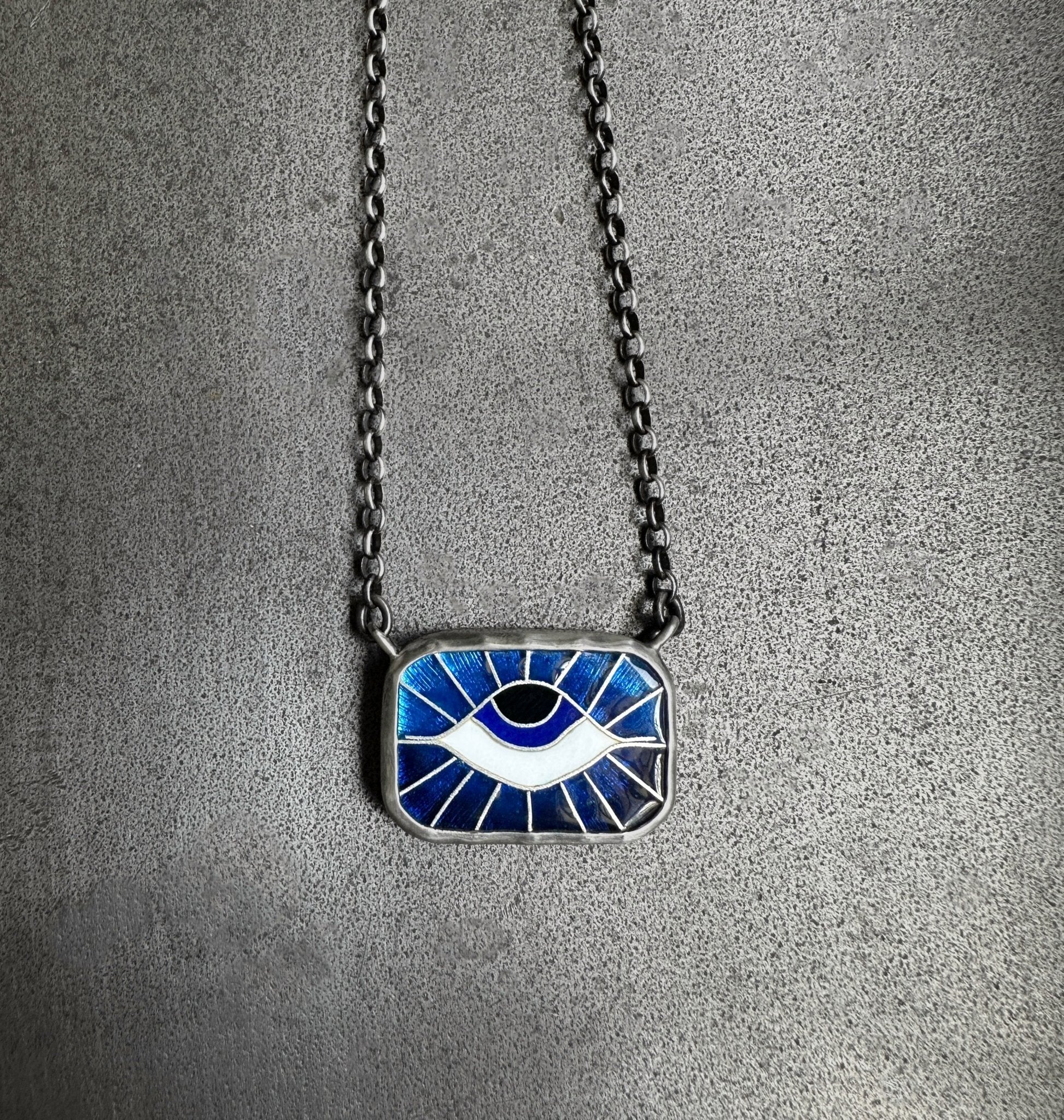 Royal Blue Sunrise Protection Eye Chiclet Necklace - Bluecave Jewelry